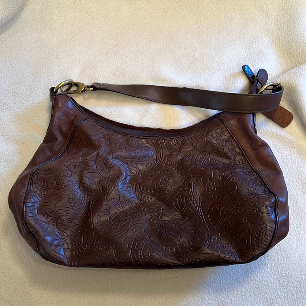 EUC real leather brown shoulder bag